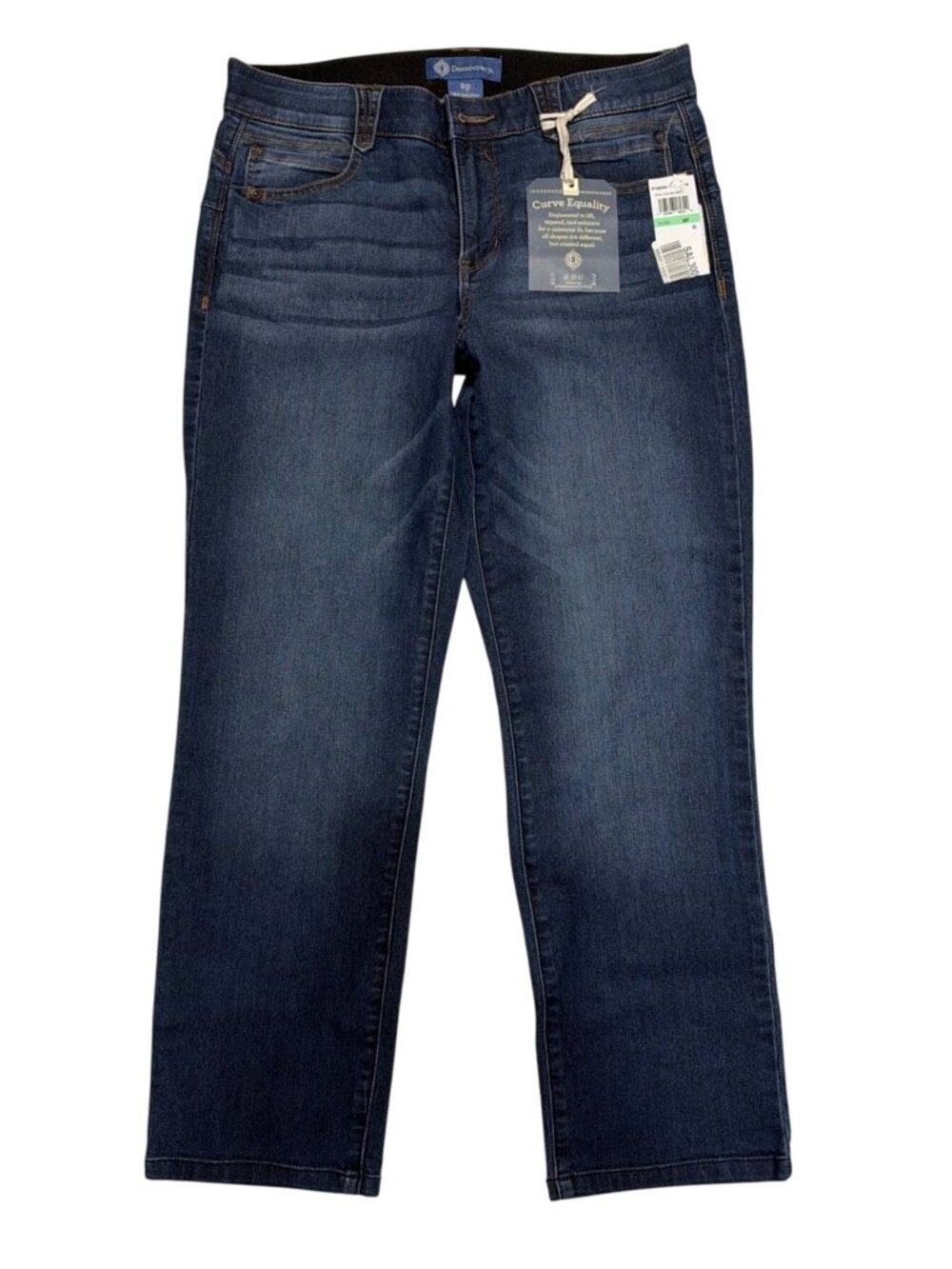 NWT Democracy Ab Solution Straight Leg Petite Jeans 8P Dark Wash MSRP $78